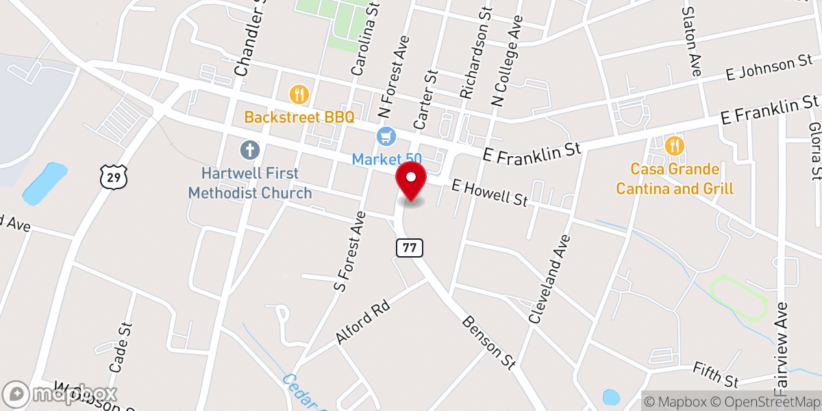 Map showing location of First Presbyterian Church