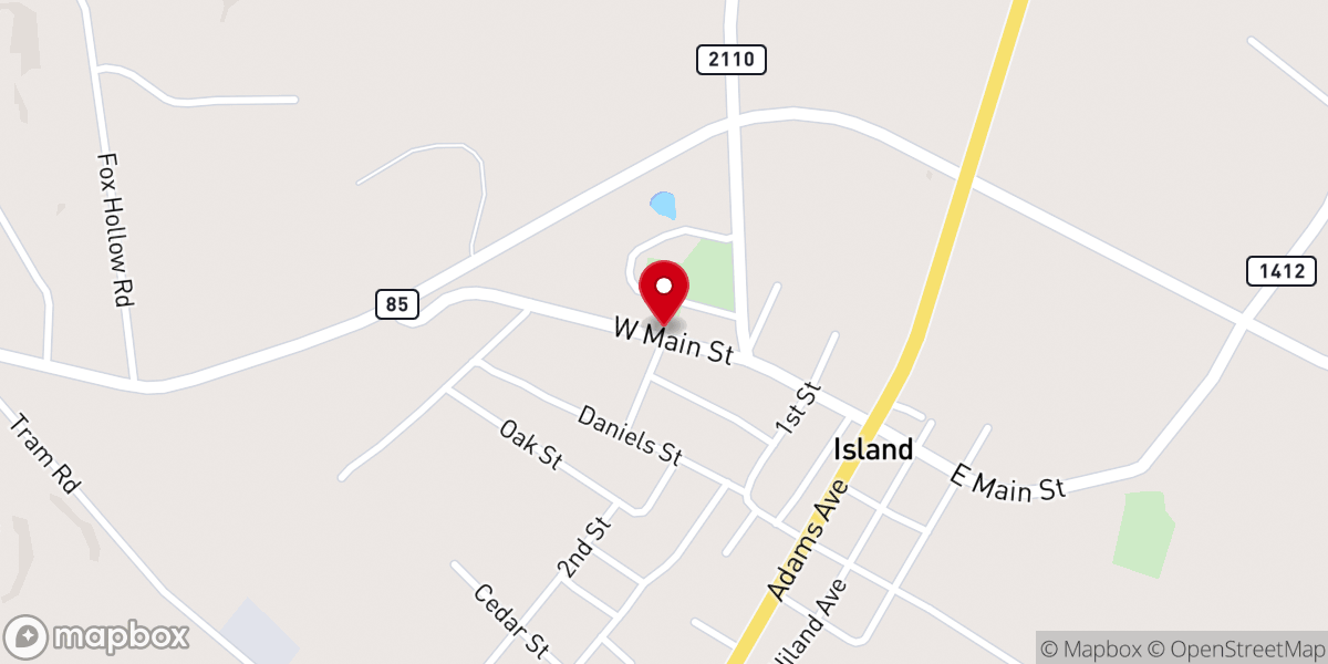 Map showing location of Island United Methodist Church
