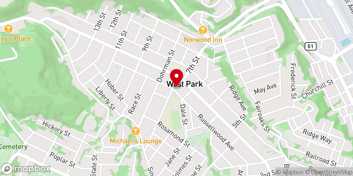 Map showing location of First Baptist Church of McKees Rocks