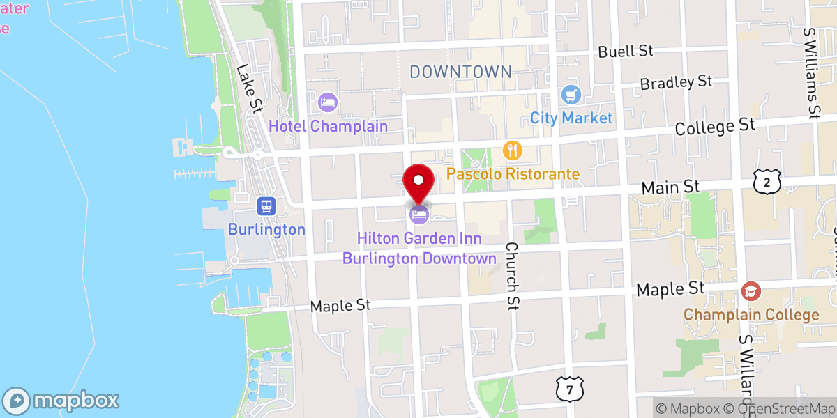 Map showing location of Vermont Comedy Club