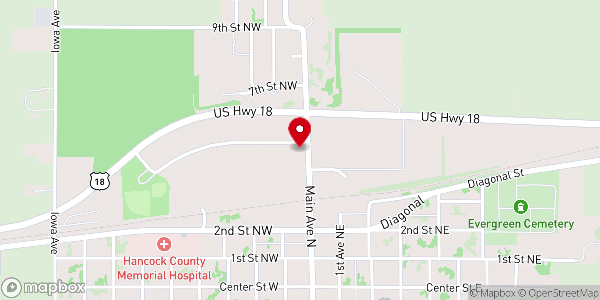 Map showing location of Bethel Baptist Church