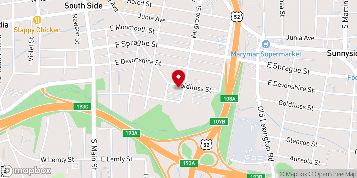 Map showing location of Pine Chapel Moravian Church