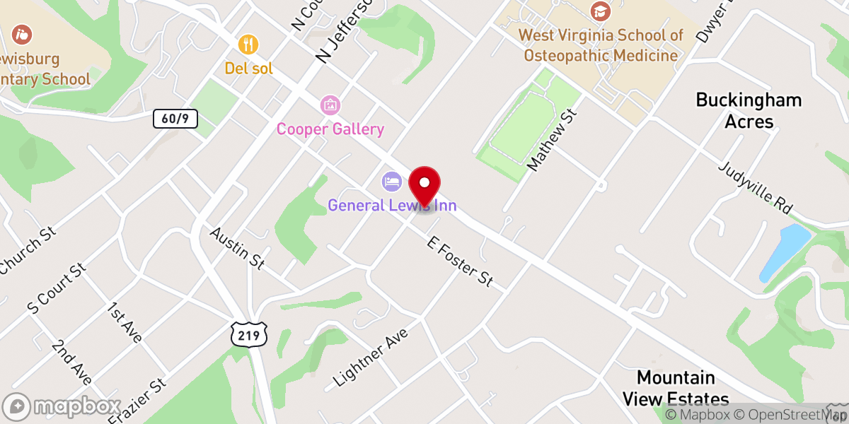 Map showing location of Greenbrier District of the United Methodist Church
