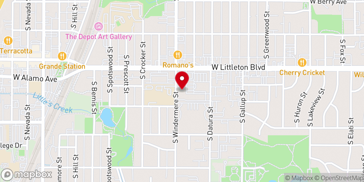 Map showing location of Littleton Christian Church