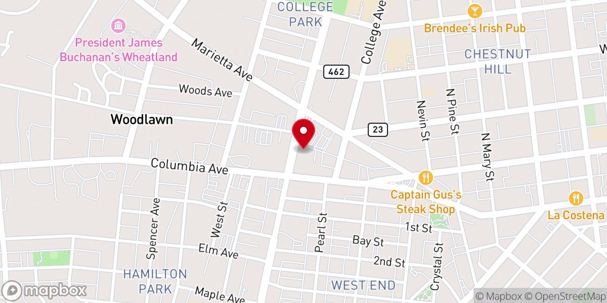Map showing location of Bethany Presbyterian Church