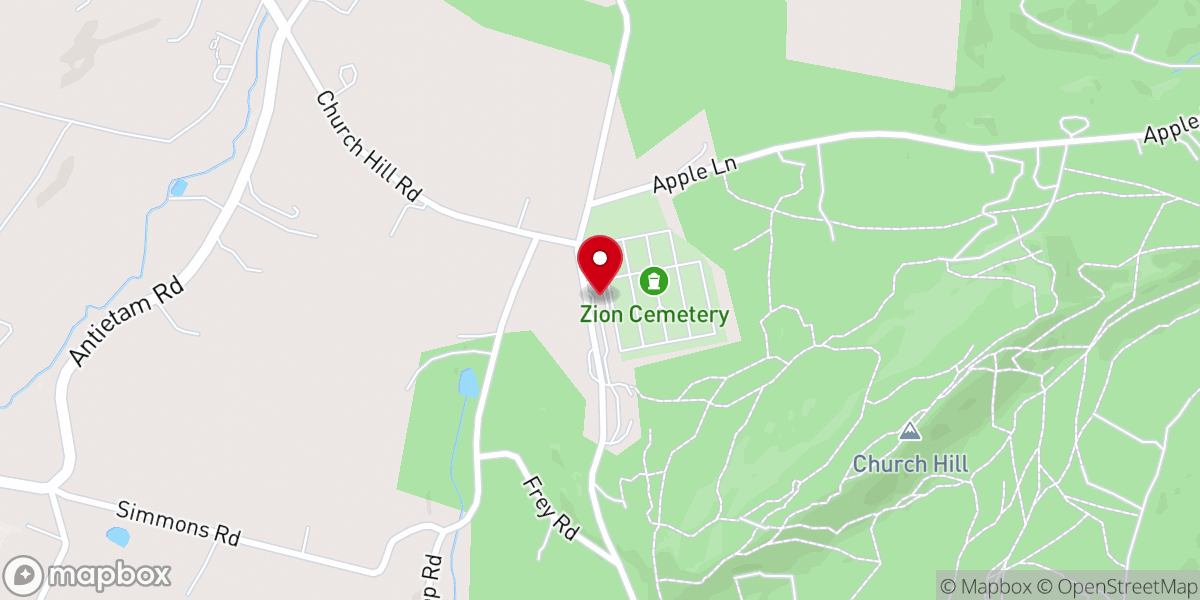 Map showing location of Zions Spies Evangelical Church