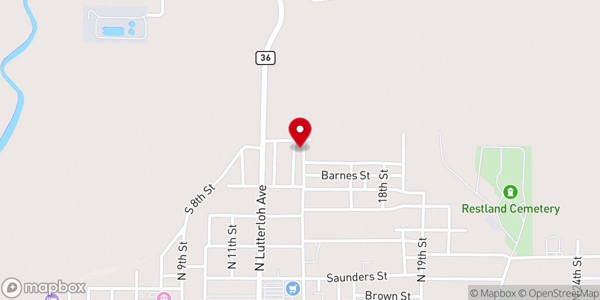 Map showing location of Sweet Home Baptist Church