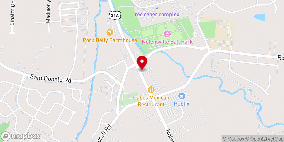 Map showing location of Nolensville First United Methodist Church