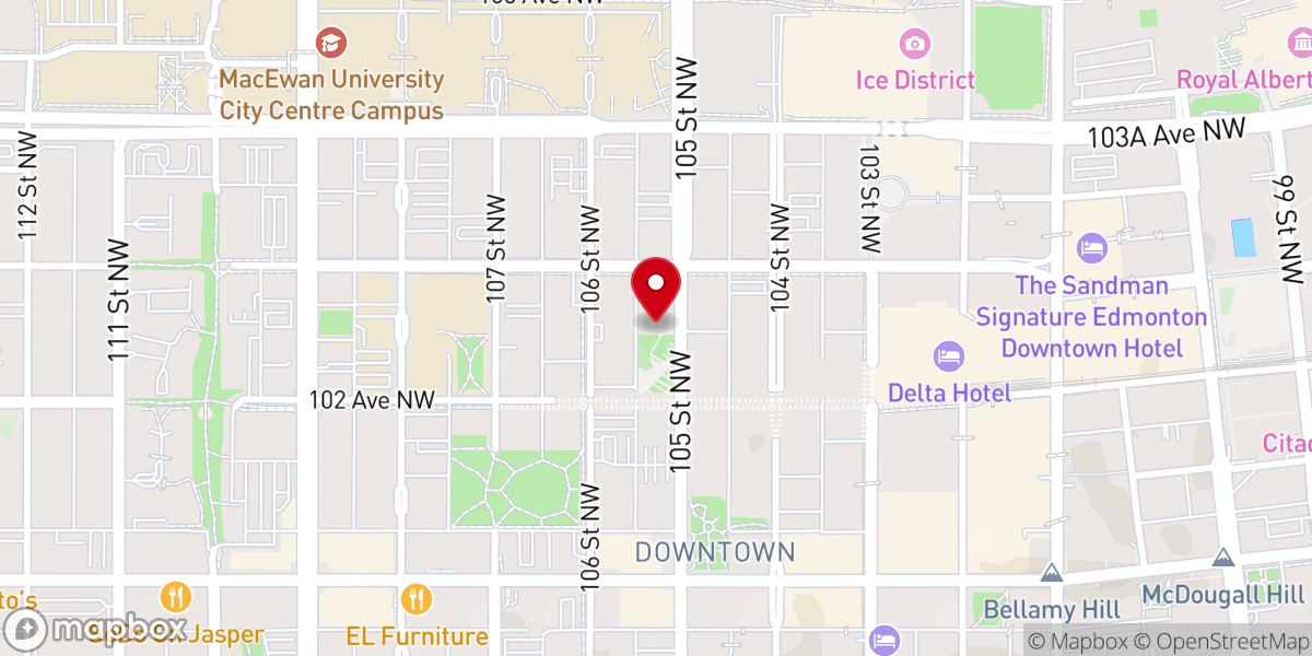Map showing location of Elizabeth Fry Society of Northern Alberta