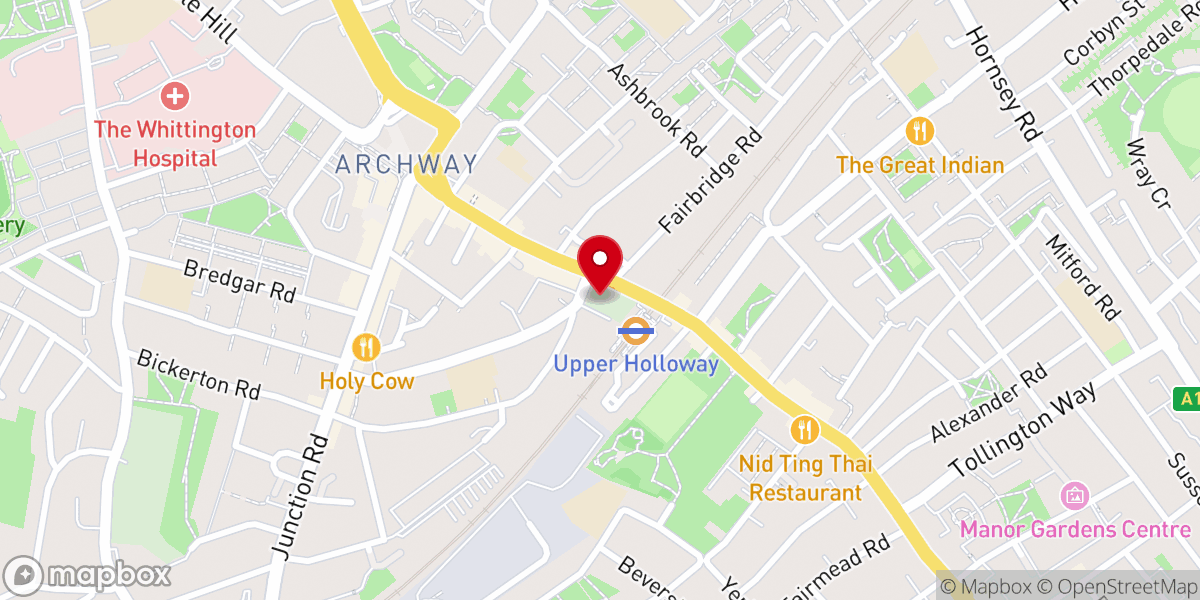 Map showing location of St John’s Church, Upper Holloway