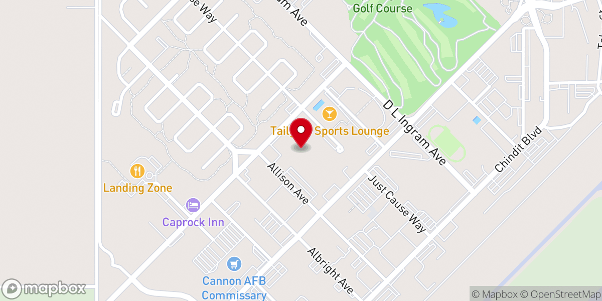 Map showing location of Cannon AFB Dormitory Pavilion