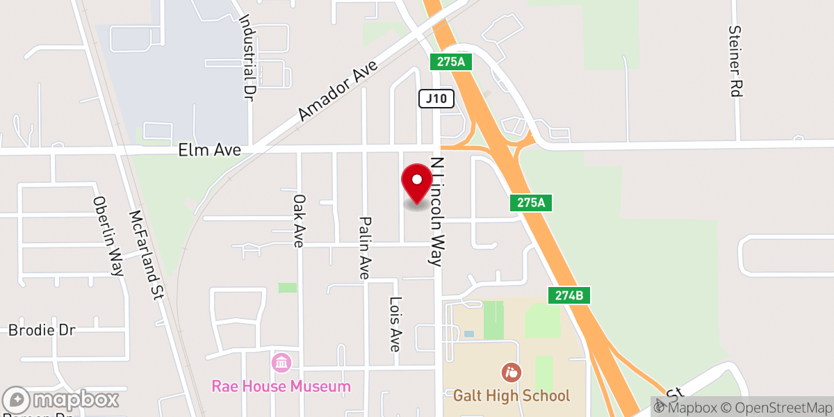 Map showing location of Galt church of Christ
