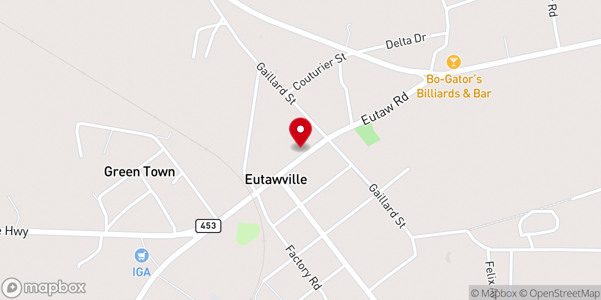 Map showing location of Eutawville Town Office