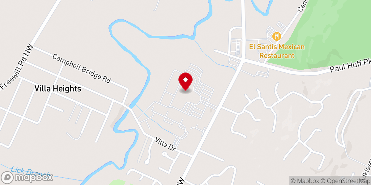 Map showing location of Westwood Baptist Church