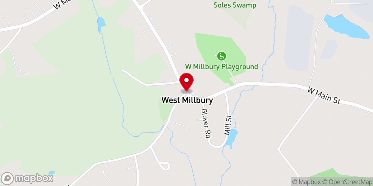 Map showing location of West Millbury