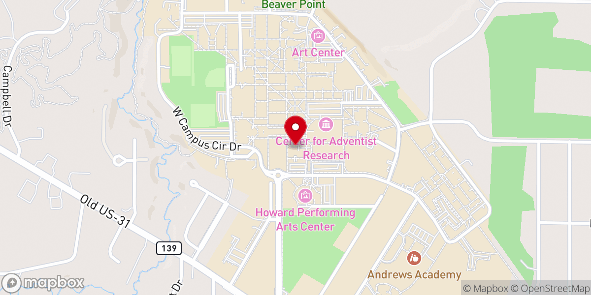 Map showing location of Seventh-day Adventist Theological Seminary