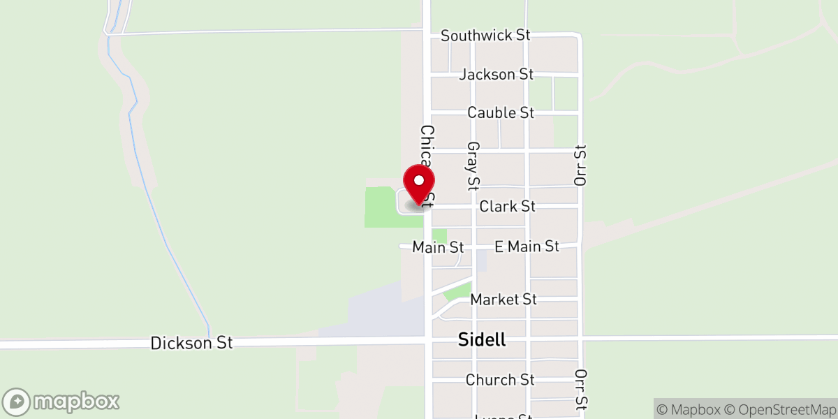 Map showing location of Sidell City Hall
