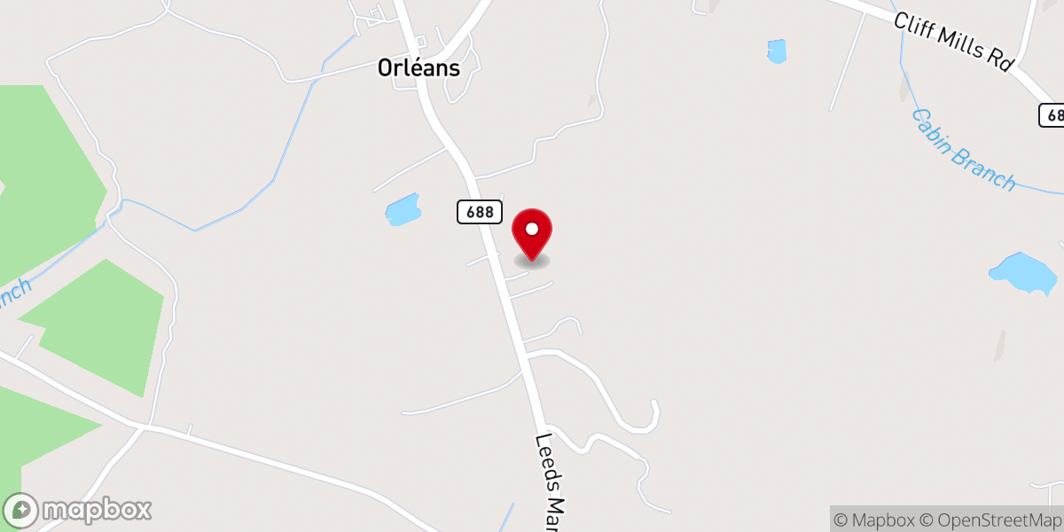 Map showing location of Orlean United Methodist Church