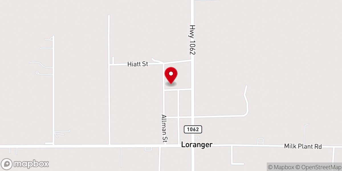 Map showing location of Loranger Legacy Church