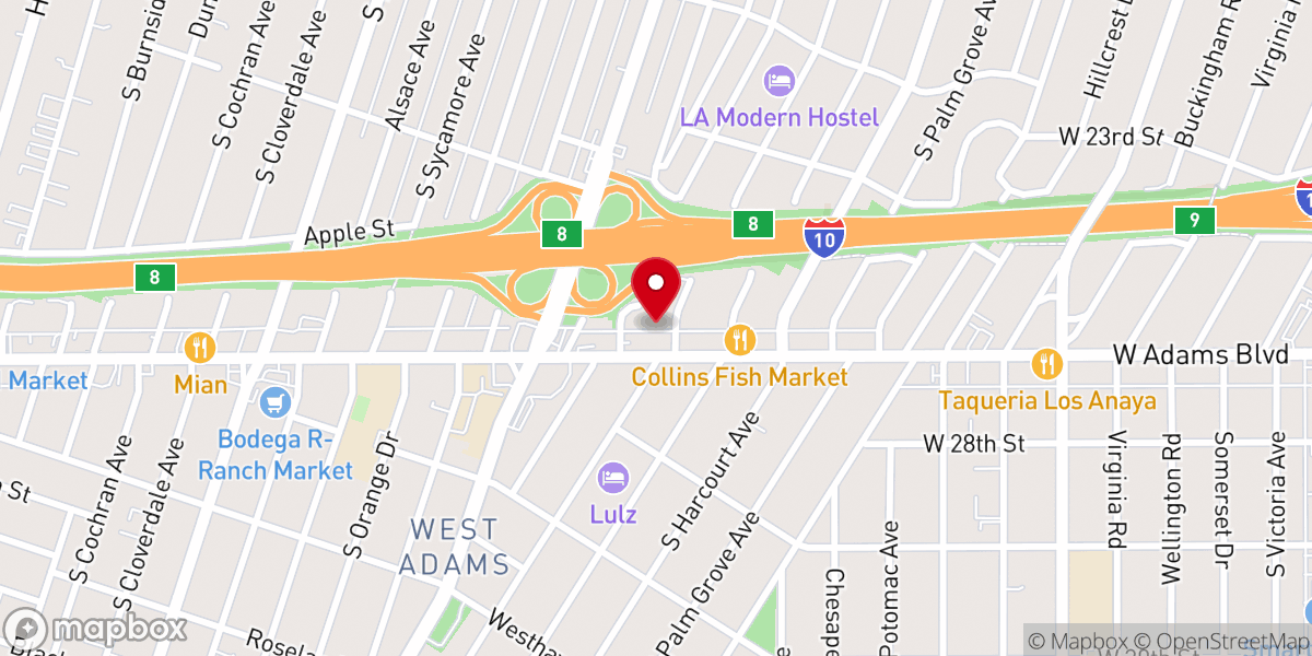 Map showing location of Zoe Christian Fellowship - Los Angeles