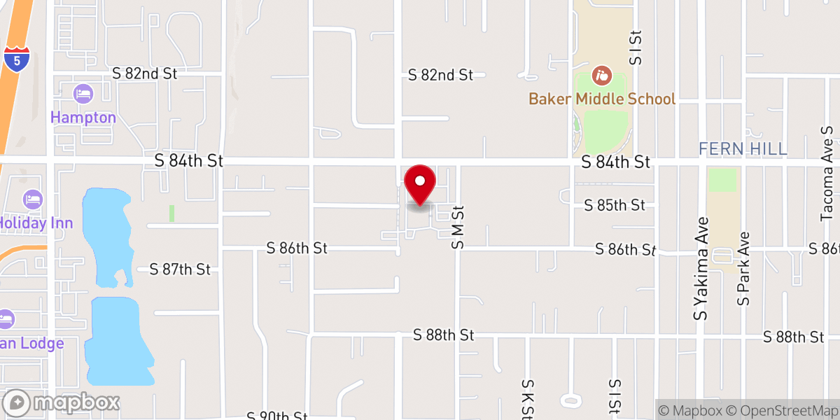 Map showing location of Tacoma First Baptist Church