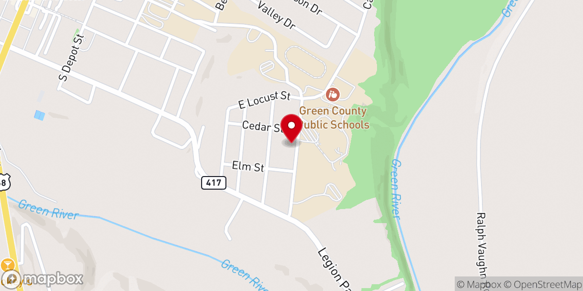Map showing location of Greensburg Christian Church