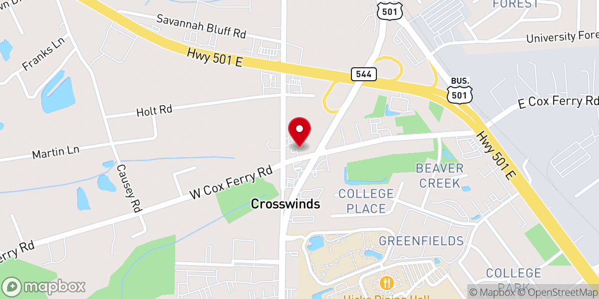Map showing location of Catholic Newman Center at Coastal Carolina University (Catholic Chants)