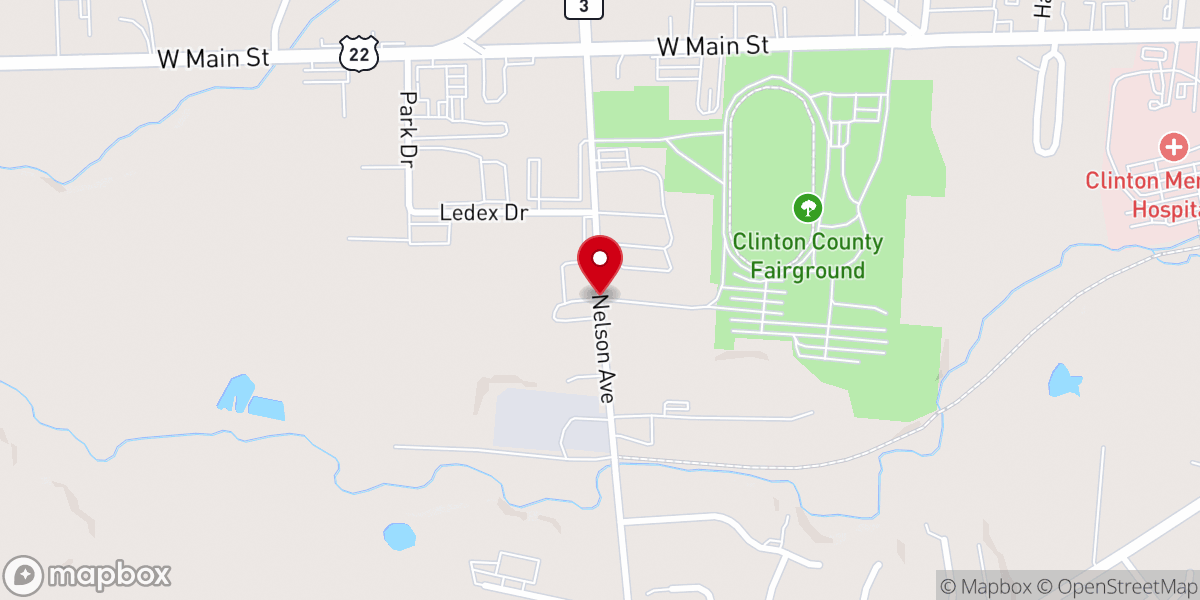 Map showing location of Clinton County Corn Festival