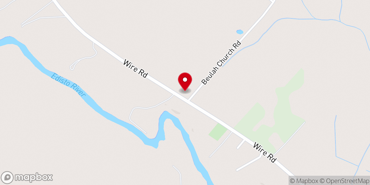 Map showing location of Beulah Baptist Church