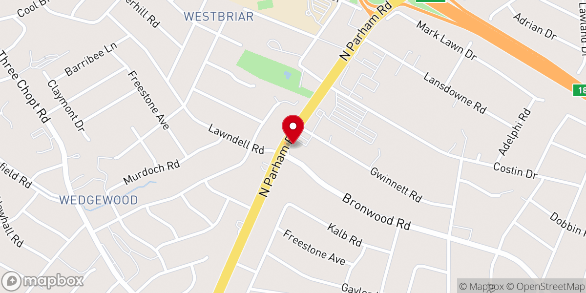 Map showing location of Parham Road Baptist Church