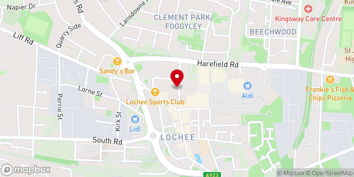 Map showing location of Lochee Baptist Chapel