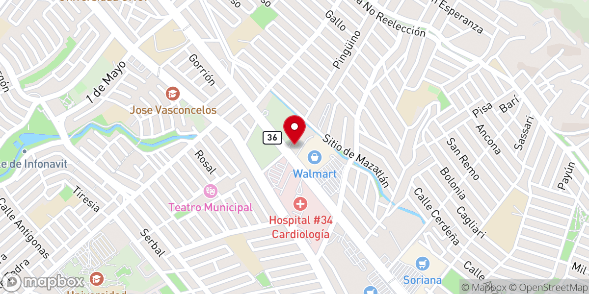Map showing location of María Madre de La Iglesia