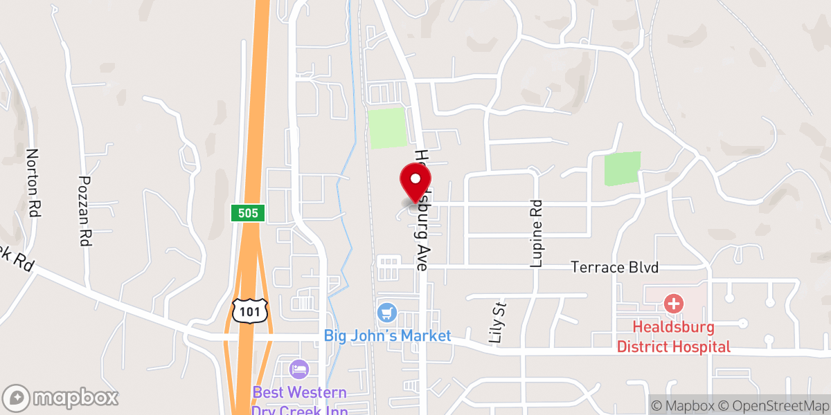 Map showing location of Healdsburg Food Pantry