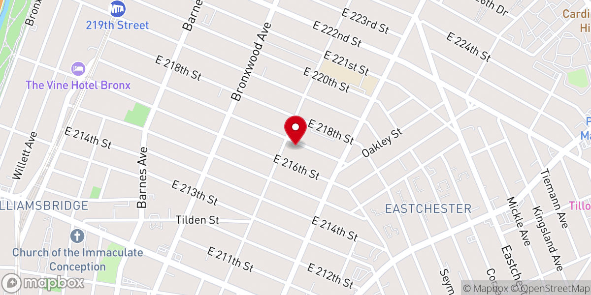 Map showing location of Bronx Triumphant Church of God