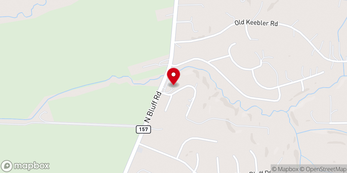 Map showing location of Bluffview Baptist Church