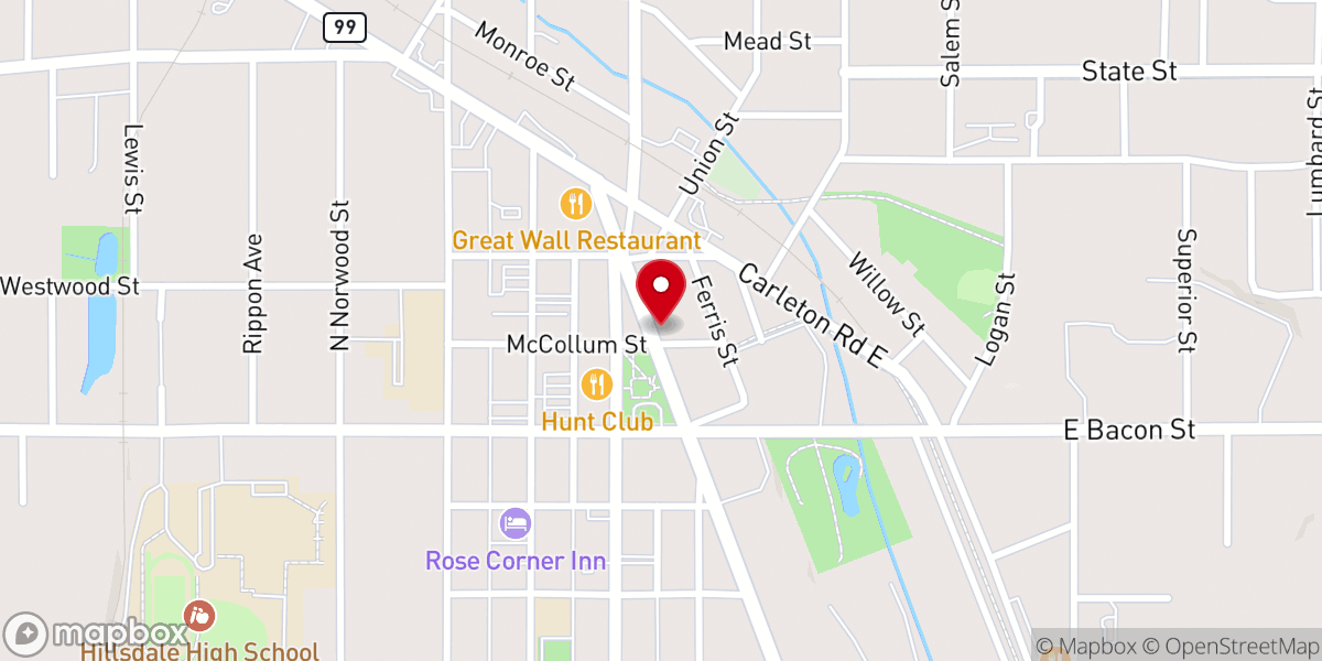 Map showing location of Ethan's Donut Factory