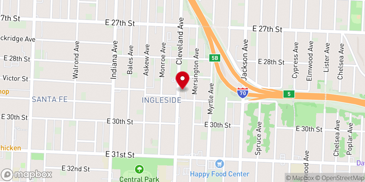 Map showing location of Cleveland Ave Baptist Church