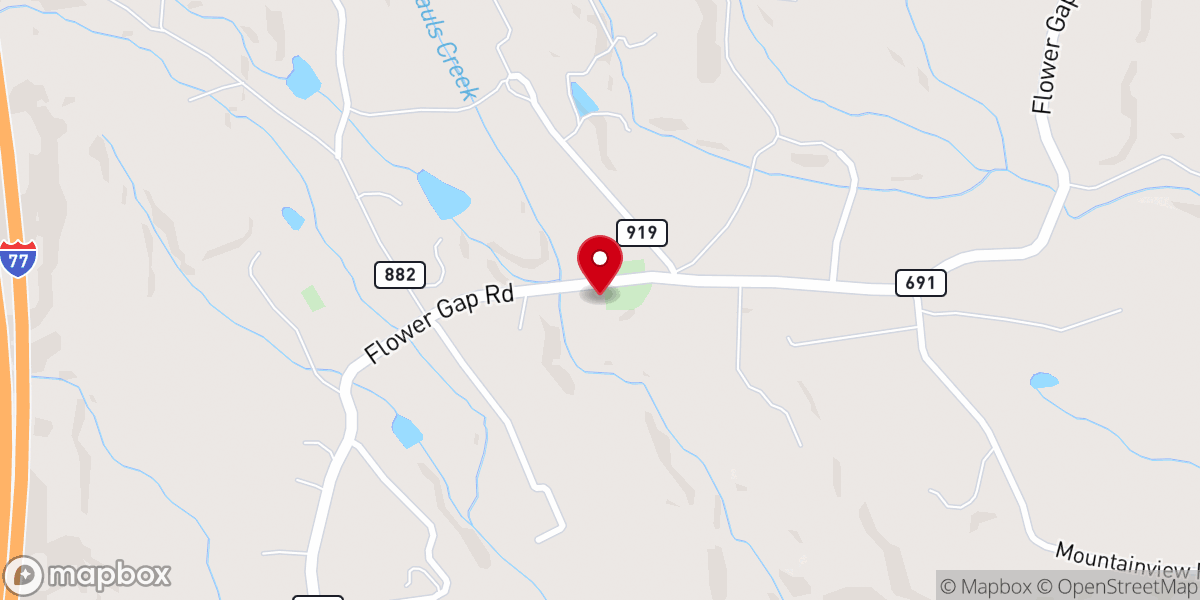 Map showing location of Flower Gap Primitive Baptist Church