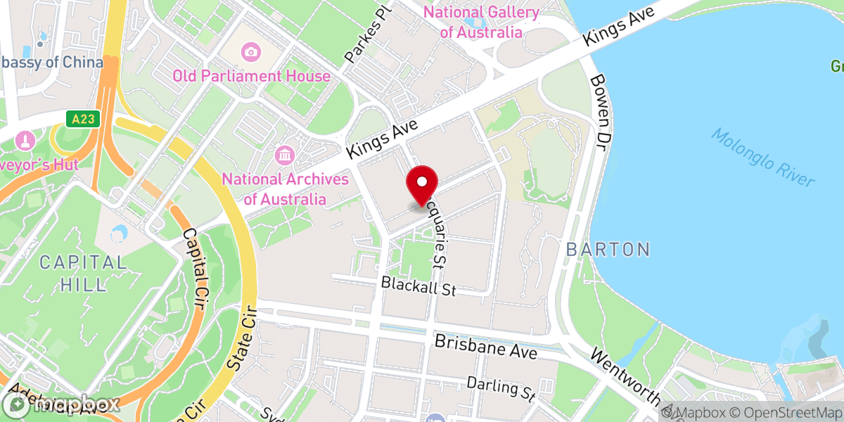 Map showing location of First Church of Christ Scientist, Canberra