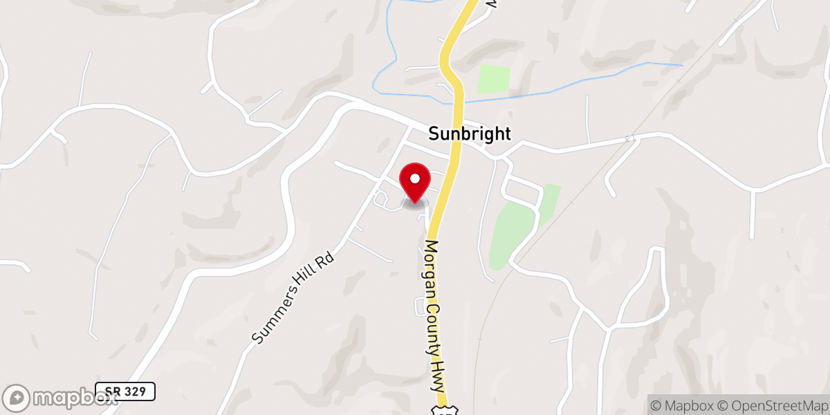 Map showing location of Sunbright First Baptist Church
