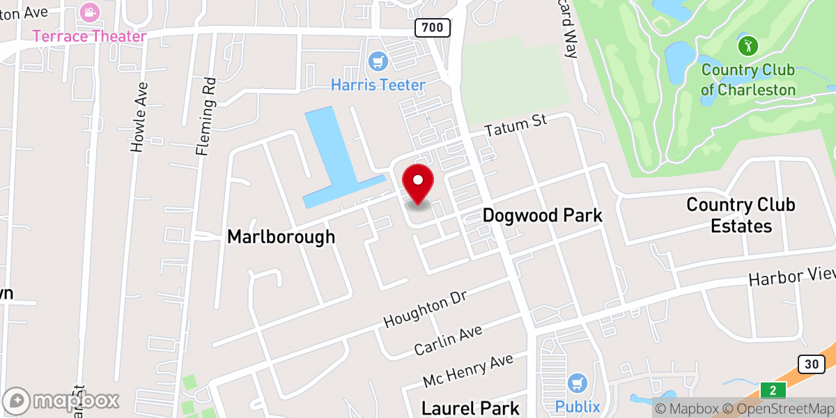Map showing location of James Island Christian Church