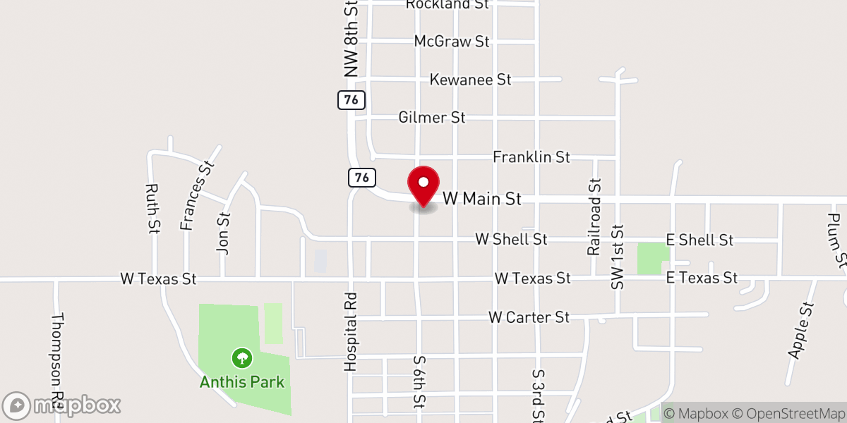 Map showing location of Hilltop Baptist Church