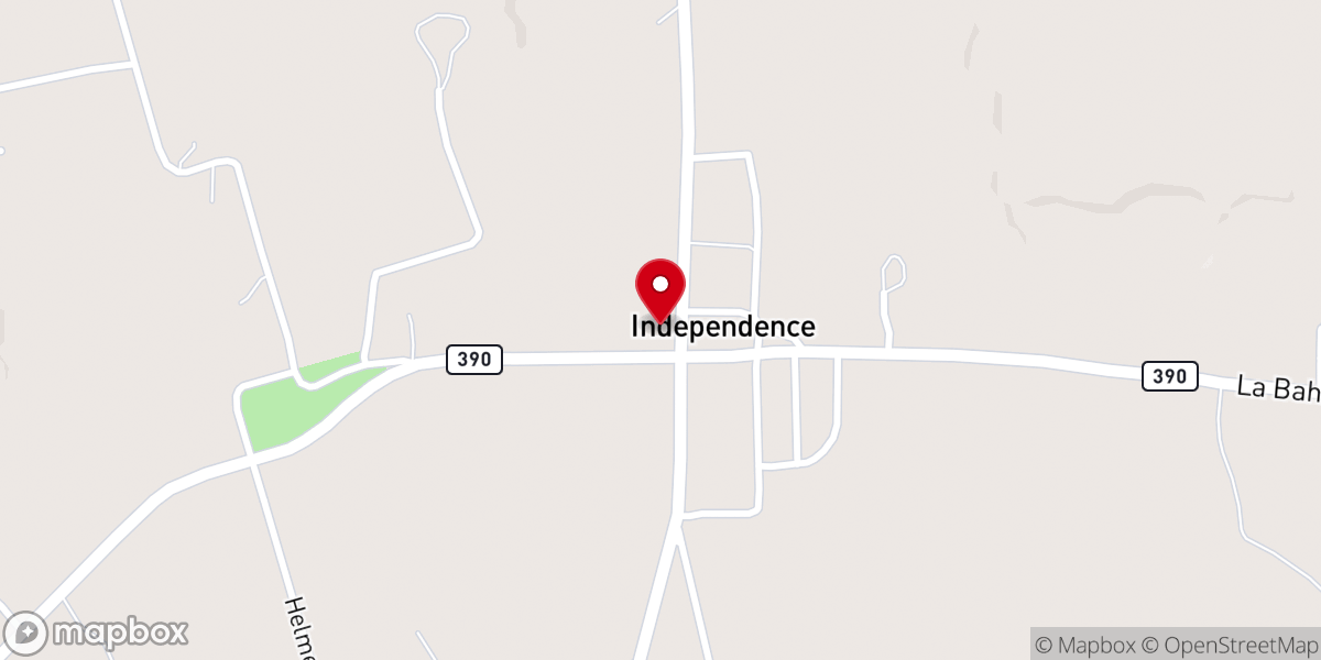 Map showing location of Independence Baptist Church