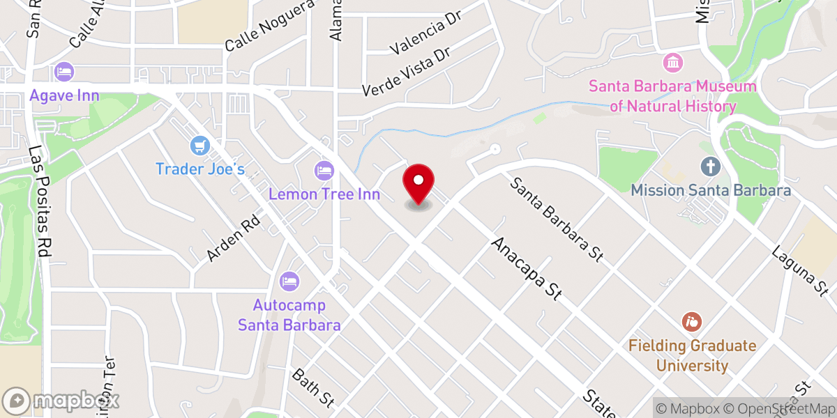 Map showing location of First Presbyterian Church of Santa Barbara