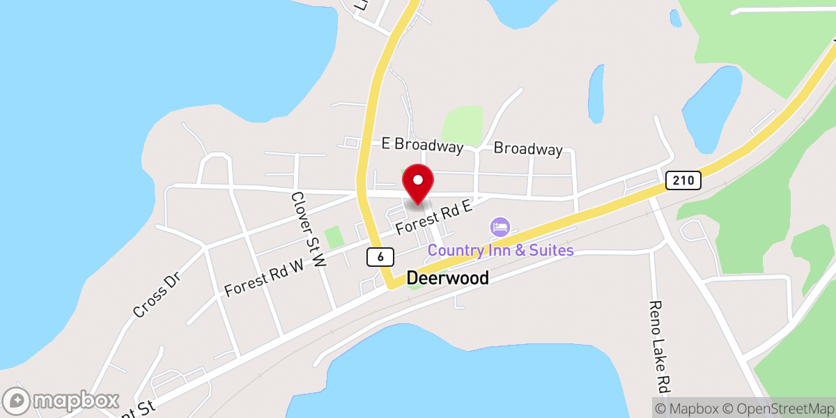 Map showing location of Deerwood City Hall