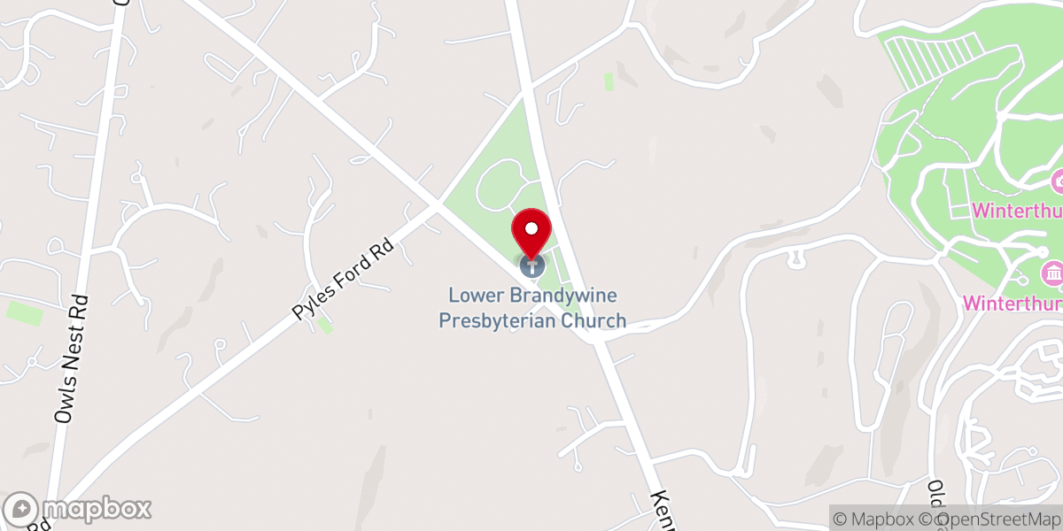 Map showing location of Lower Brandywine Presbyterian Church