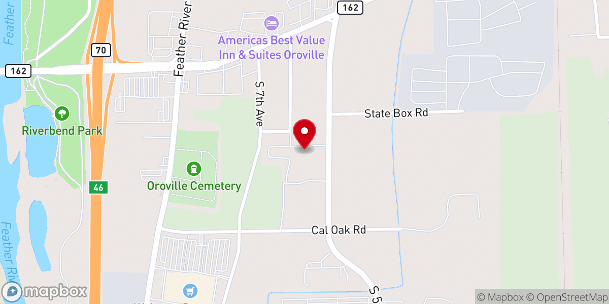 Map showing location of Oroville Hope Center