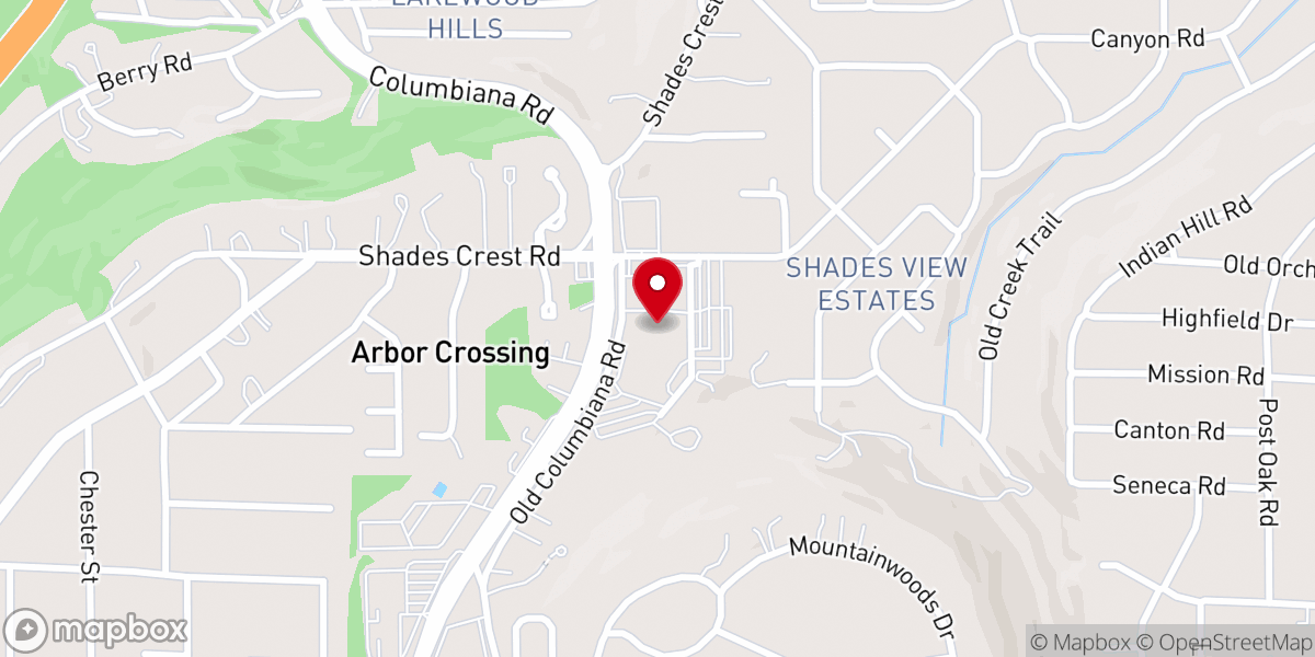 Map showing location of Shades Mountain Baptist Church