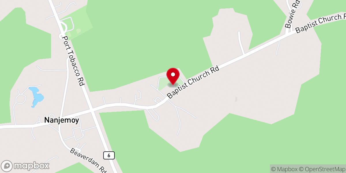 Map showing location of Nanjemoy Baptist Church