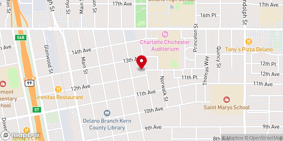 Map showing location of North Kern Christian Center